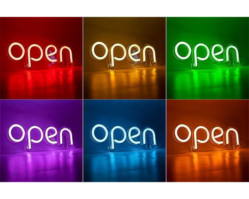 Неоновая вывеска "OPEN" RGB синхронно вся вывеска (с контроллером)