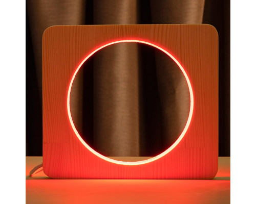 Светильник ночник ArtEco Light из дерева LED "Круг" с пультом и регулировкой цвета, RGB