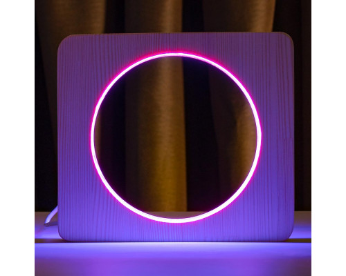 Светильник ночник ArtEco Light из дерева LED "Круг" с пультом и регулировкой цвета, двойной RGB