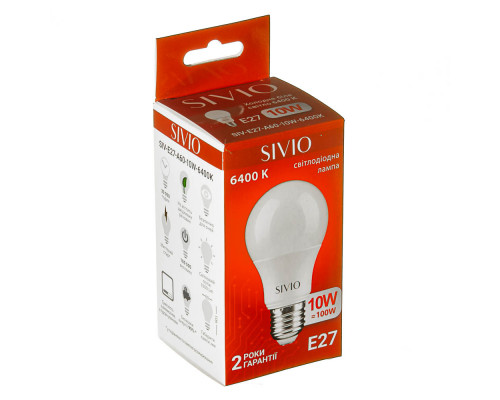 Светодиодная лампа SIVIO E27-A60-10W-6400K
