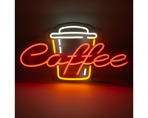 Неоновая вывеска Coffee с чашкой (600х315)