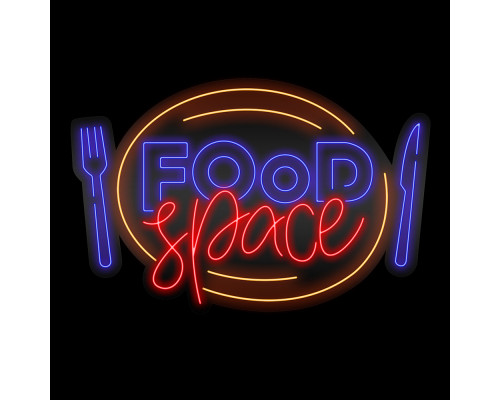 Неоновая вывеска FOOD space (900х590)