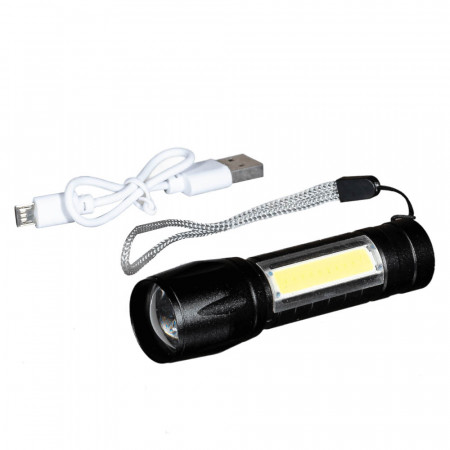Купить Фонарик тактический с USB зарядкой, в боксе (черный)