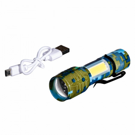 Купить Фонарик тактический с USB зарядкой, в боксе (хаки)
