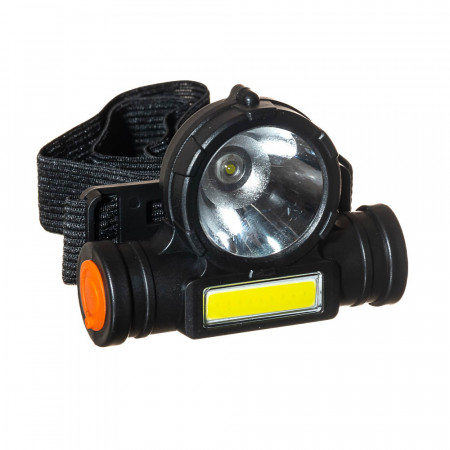 Купить Фонарик налобный с USB LED+COB (пластик)