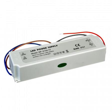 Купить Led блок питания 12V SLIM PLASTIC/8.33A 100Bт IP 65
