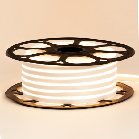 Купить Неоновая светодиодная лента белая теплая 12V smd2835 120LED/m 6W/m pvc 8*16 IP65, 1м