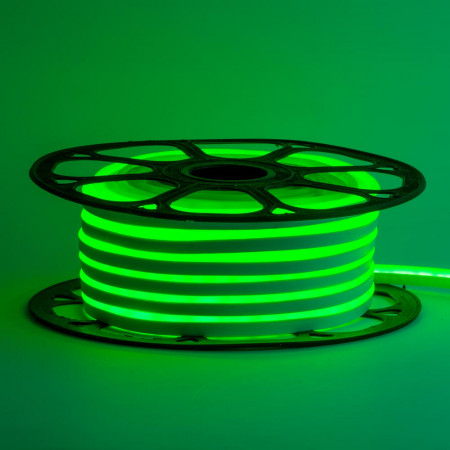 Купить Неоновая светодиодная лента зеленая 12V smd2835 120LED/m 6W/m pvc 8*16 IP65, 1м