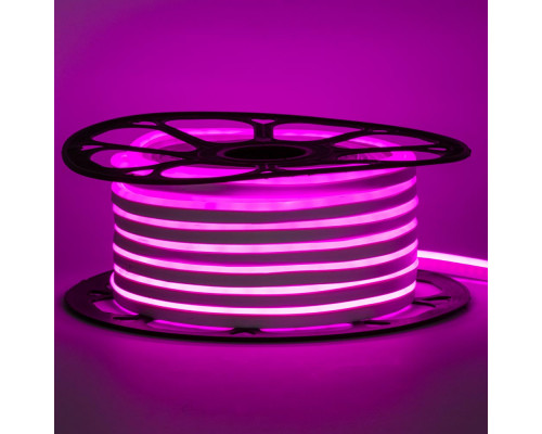 Неоновая светодиодная лента розовая 12V smd2835 120LED/m 6W/m pvc 8*16 IP65, 1м