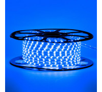 Мигающая лента светодиодная синяя 220V smd2835 48LED/m 6W/m IP65, 1м