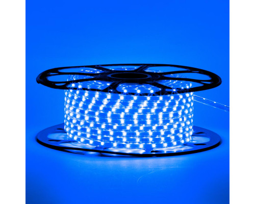 Мигающая лента светодиодная синяя 220V smd2835 48LED/m 6W/m IP65, 1м