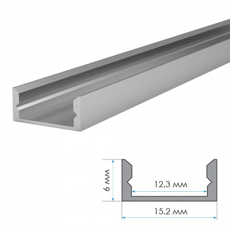 Купить LED профиль ПФ-18 анодированный накладной с рассеивателем (комплект) 2м
