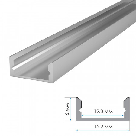 Купить LED профиль ПФ-18/2 анодированный накладной матовый с рассеивателем (комплект) 2м
