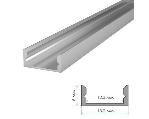 LED профиль ПФ-18/2 анодированный накладной матовый с рассеивателем (комплект) 2м